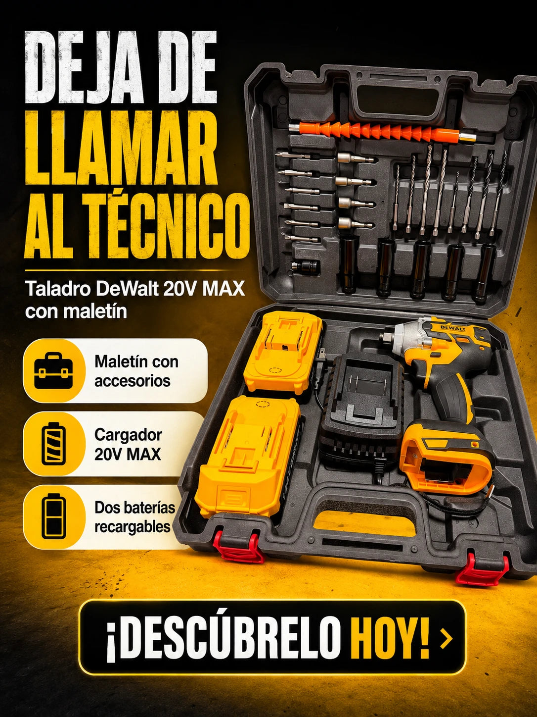 DEWALT Pistola Taladro Llave de Impacto Inálambrica ½"